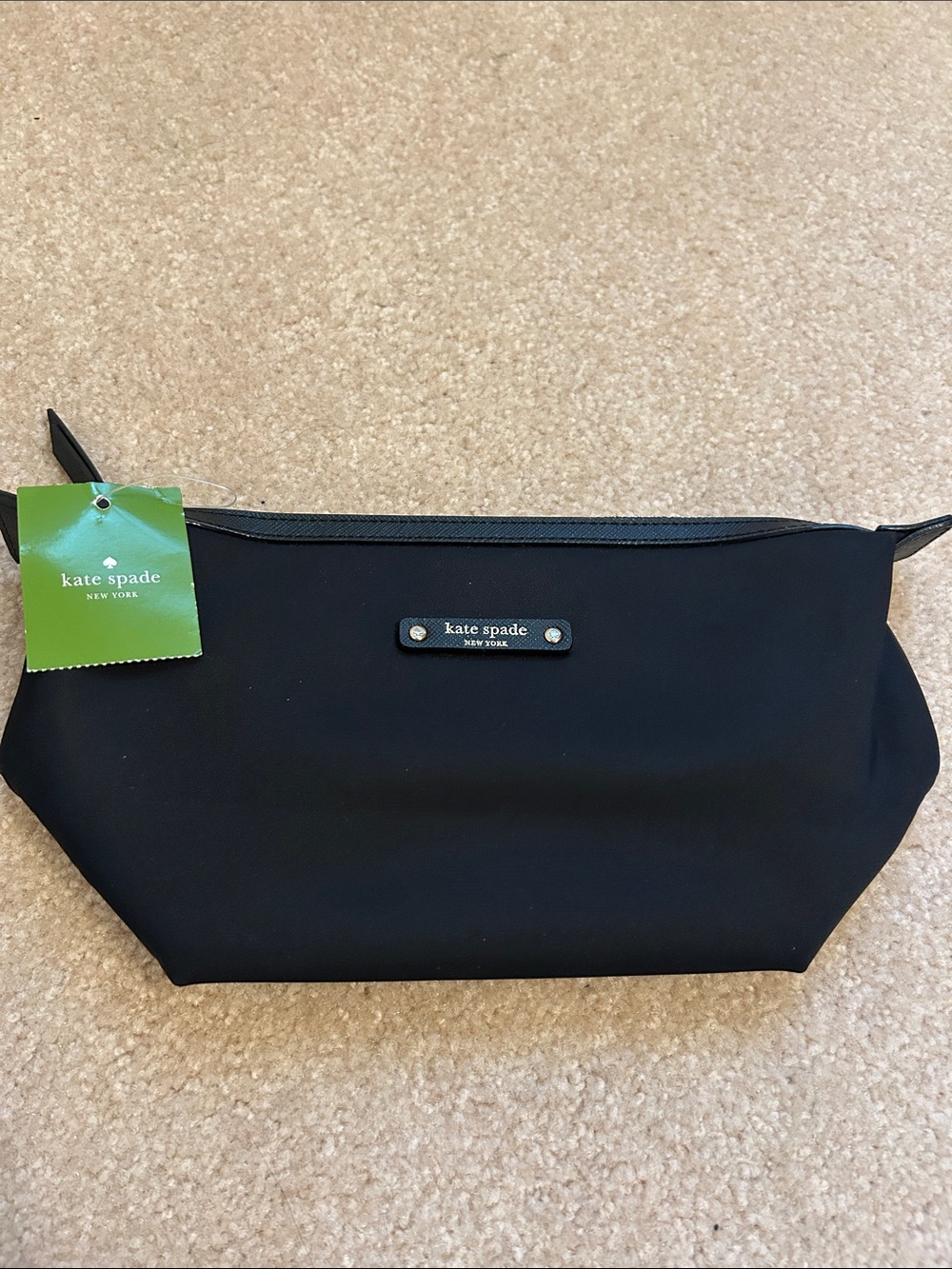 kate spade black nylon zip cosmetic pouch